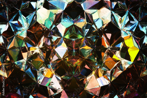 Obraz na płótnie A mesmerizing hexagonal kaleidoscope effect created by reflective metallic surfaces. The shifting geometric patterns, neon glows, and symmetrical abstract aesthetics produce an infinite futuristic w salonie
