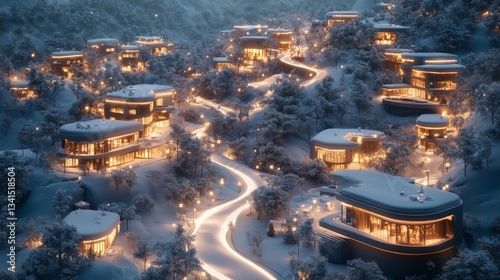 digital illustration of an illuminated futuristic eco-smart city