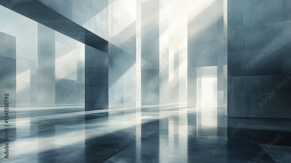 Fototapeta premium Abstract structures in modern architecture urban environment digital art contemporary viewpoint