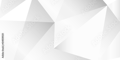 Abstract Diamond Triangle Polygonal Clean White Background .A smooth gray abstract background with geometric patterns and light contrasts, low-poly banner. 3D design template