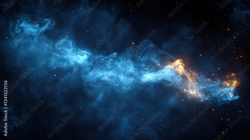 Obraz premium Blue and orange smoke swirl in dark space