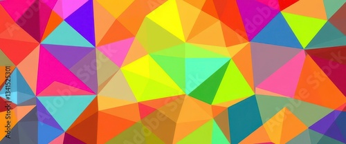 Abstract geometric seamless pattern of overlapping multicolored triangles, creating a vibrant textile design, design, modern