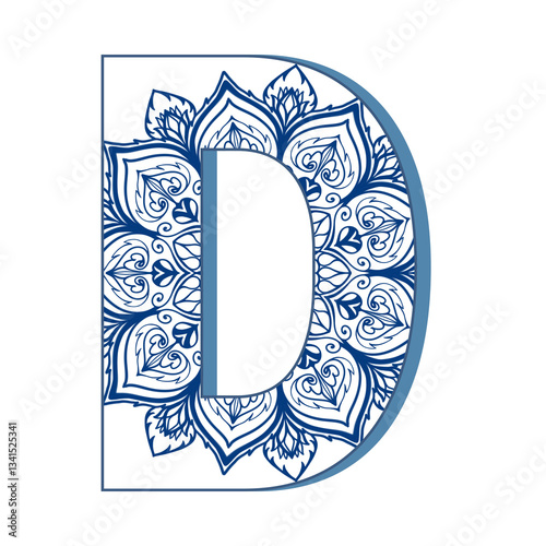 Letters with mandala line pattern elements. Letters with decorative typography art for coloring.