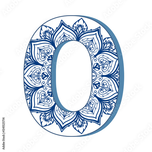 Letters with mandala line pattern elements. Letters with decorative typography art for coloring.