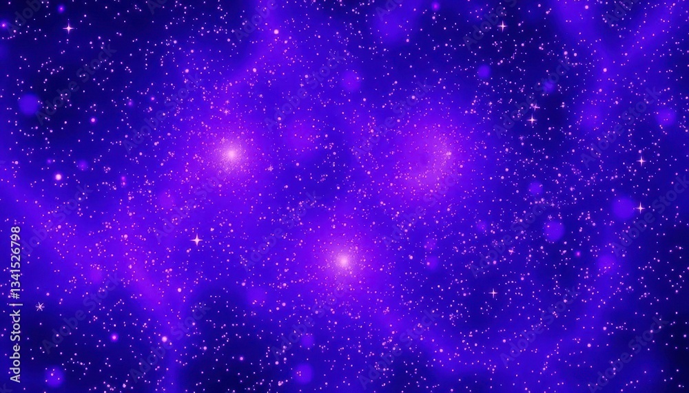 Fototapeta premium Abstract purple cosmic winter night background, shimmering stars and particles, night sky, celestial
