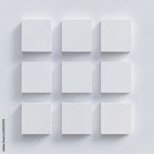 Wallpaper Mural 3D rendering of a simple white background with abstract cubes, a flat lay composition, in a minimalist style, with a white color theme, geometric shapes, soft shadows, and a light effect, Torontodigital.ca