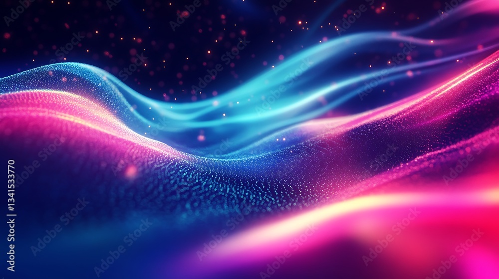 Abstract Wavy Particle Flowing in Blue and Pink Light Background Abstract Wavy Particle Flowing in Blue and Pink Light Background