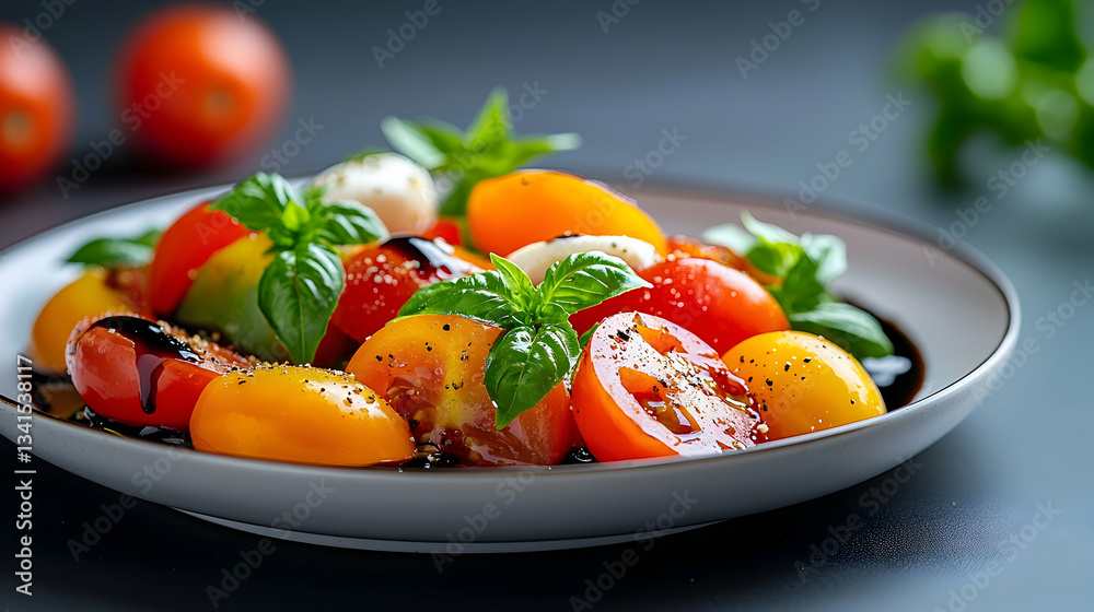 Colorful Heirloom Tomato and Mozzarella Caprese Salad Colorful Heirloom Tomato and Mozzarella Caprese Salad