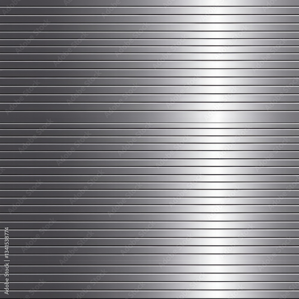Fototapeta premium A close-up of a brushed metal texture with fine horizontal lines, creating a sleek, modern, and industrial look.
