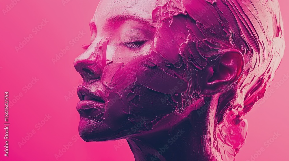 Fototapeta premium abstract portraits using pink as the main color.