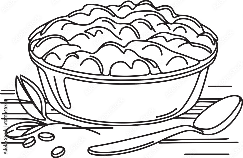 Detailed Line Drawing of Shepherd’s Pie Detailed Line Drawing of Shepherd’s Pie