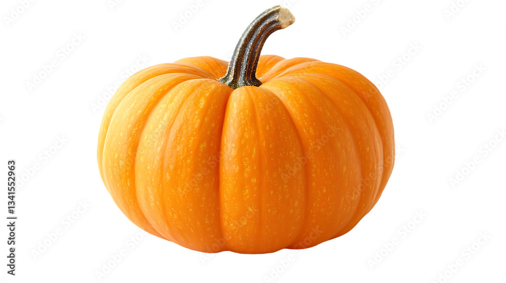 Obraz premium An orange pumpkin with a thick stem sits in isolation