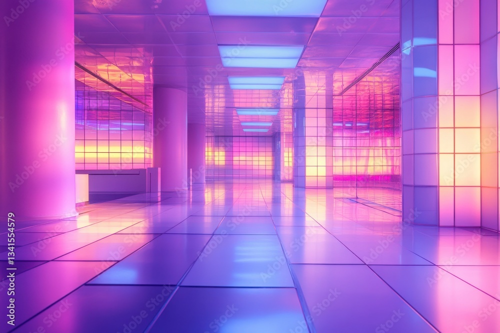 Futuristic nightclub with retro aesthetics and soft diffused lighting Futuristic nightclub with retro aesthetics and soft diffused lighting