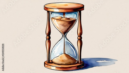 A classic hourglass with sand flowing between two chambers, symbolizing the passage of time and the inevitability of change.