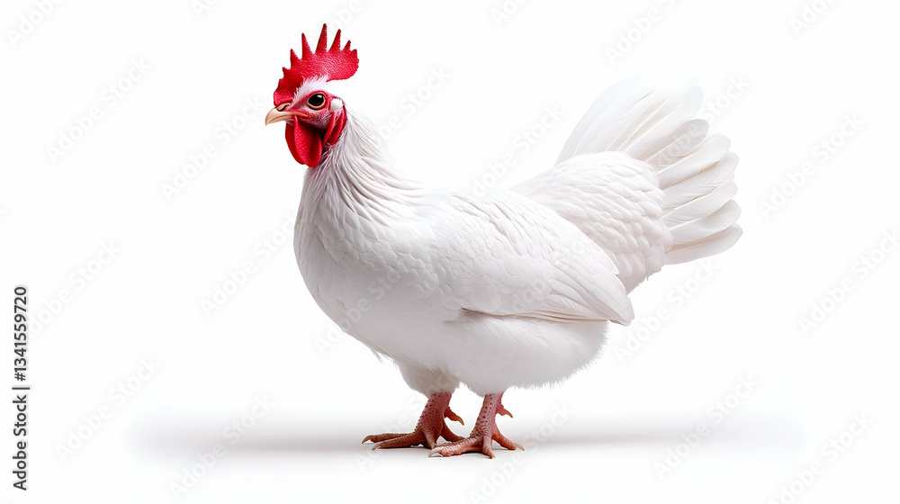 Fototapeta premium White Rooster on White Background