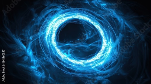 Glowing blue energy swirl against a dark background