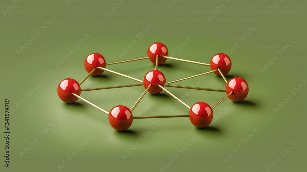 Obraz premium Vibrant red spheres on a green surface, study in contrast and minimalist design