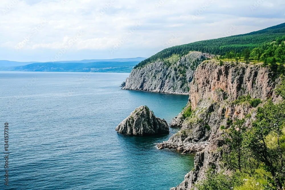 Fototapeta premium Scenic Coastal Cliffs and Blue Ocean View