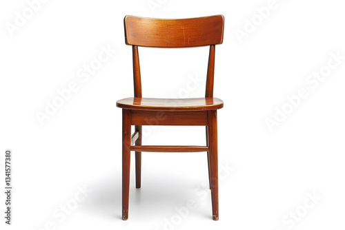 Wallpaper Mural Simple wooden chair with curved backrest standing against a white background casting a soft shadow. Torontodigital.ca