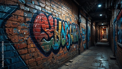 Graffiti Alleyway Night Scene