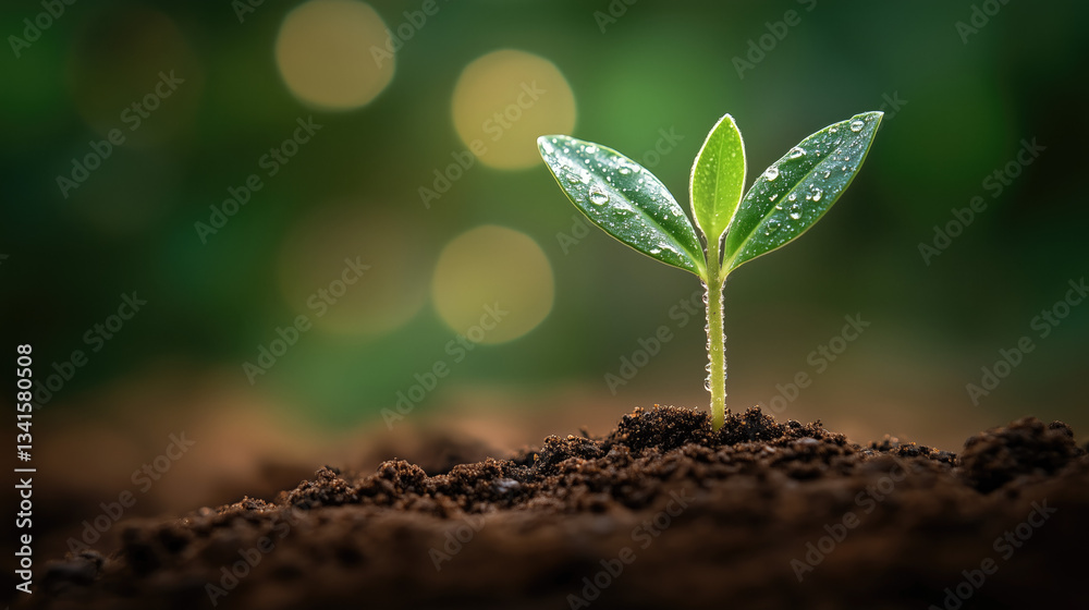 Earth Day concept: delicate green seedling sprouting from fertile soil with soft-lit details. Minimalist bokeh background, shallow depth of field, and eco-themed high-res growth symbolism Earth Day concept: delicate green seedling sprouting from fertile soil with soft-lit details. Minimalist bokeh background, shallow depth of field, and eco-themed high-res growth symbolism