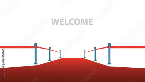 Bright stage with ribbon, Presentation velvet red carpet vector illustration design background