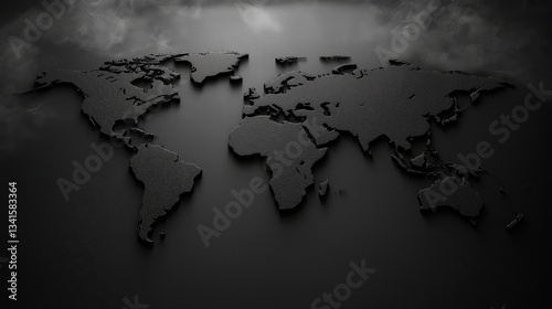 A simplified world map black with some light