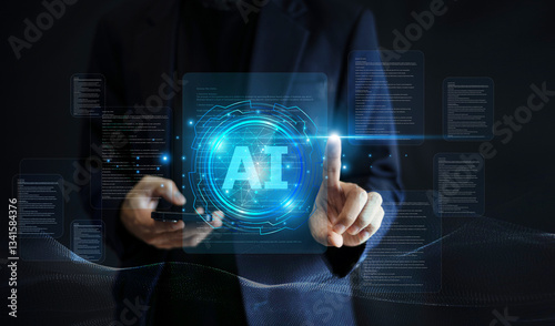 Obraz na płótnie AI-powered business solutions drive digital transformation, enhance decision-making, and improve operational efficiency for a competitive edge. w salonie