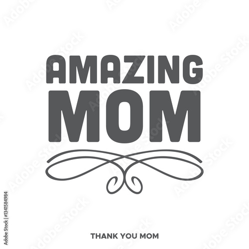 Thank you Mom hand drawn lettering. Happy Mother's day. Floral frame. Template for, banner, poster, flyer, greeting card, web design, print design. Vector illustration.