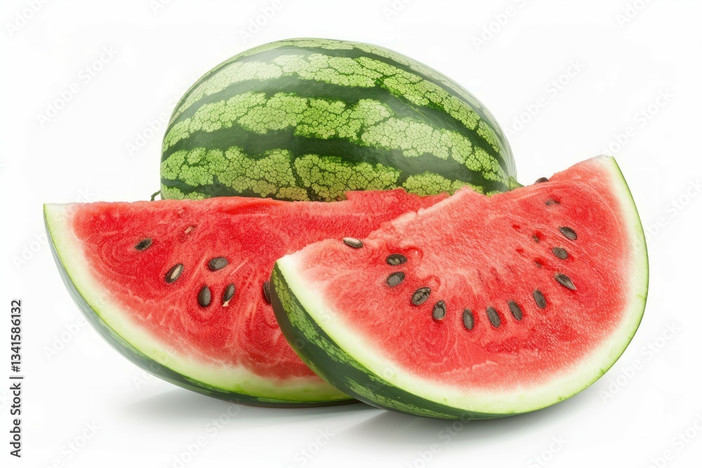 Fresh watermelon slices on white background. Neural network AI generated Fresh watermelon slices on white background. Neural network AI generated