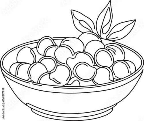 Elegant  Line Drawing of Gnocchi Dish