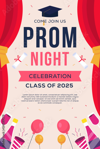 prom night celebration class of 2025 poster illustration