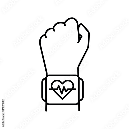 smart watch black line icon for digital and print projects.