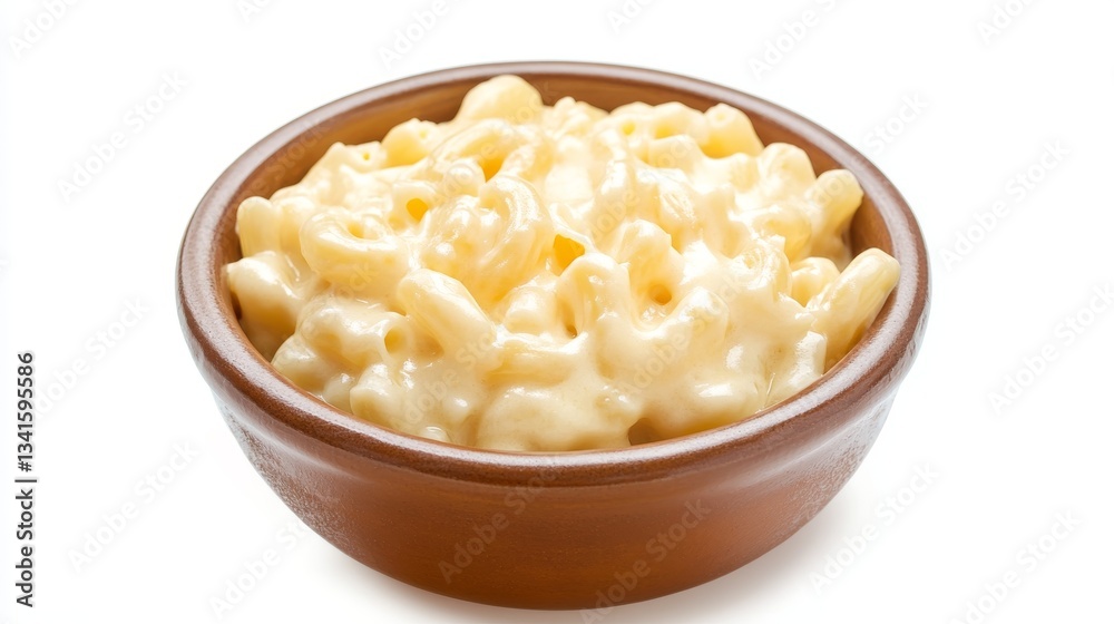 Creamy mac and cheese in a bowl, isolated on white background Creamy mac and cheese in a bowl, isolated on white background