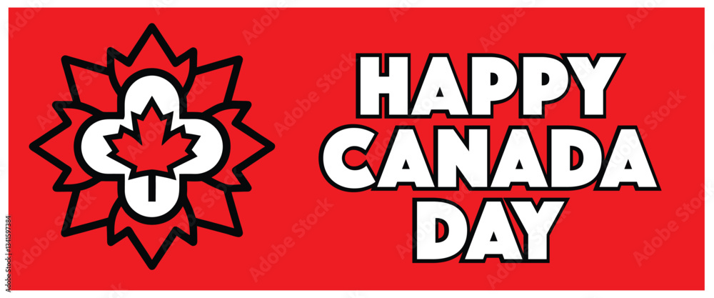 Happy Canada Day, Banner and Affiche flyer blod text