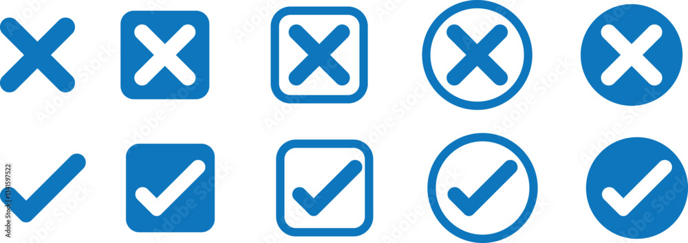 checkmark and X mark icon. check and uncheck icon vector. validation icon vector. for apps and websites. checkmark and X mark icon. check and uncheck icon vector. validation icon vector. for apps and websites.