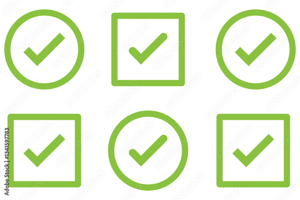 check mark icon button set. check box icon with right and wrong buttons and yes or no checkmark icons . check mark icon button set. check box icon with right and wrong buttons and yes or no checkmark icons .