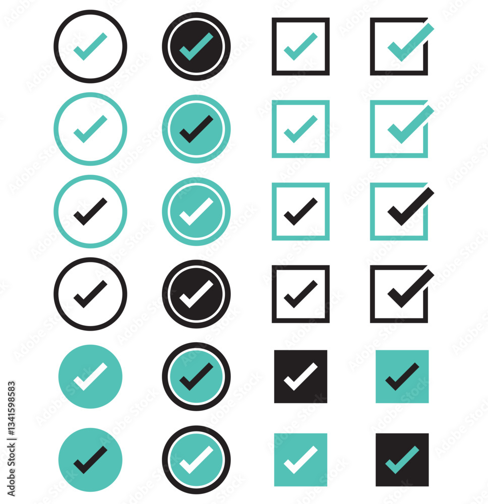 Check mark icon set with editable strokes. Accepted, rejected, approved, disapproved, right, wrong, correct, false, true, done symbols. Check mark icon set with editable strokes. Accepted, rejected, approved, disapproved, right, wrong, correct, false, true, done symbols.