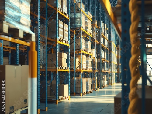 A high definition image of an industrial warehouse wit
