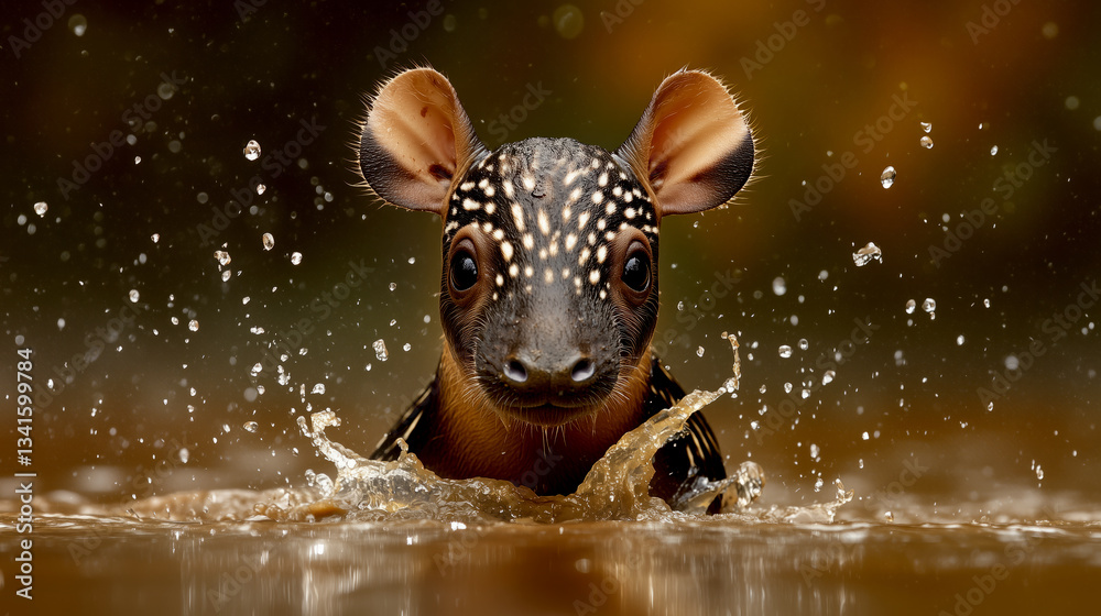 Obraz premium Spotted animal splashing in water nature wildlife photography close-up