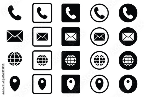 Contact Icons Set Pack Vector Transparent for Business Card Phone, Email, Website, and Address Icons for Professional Branding