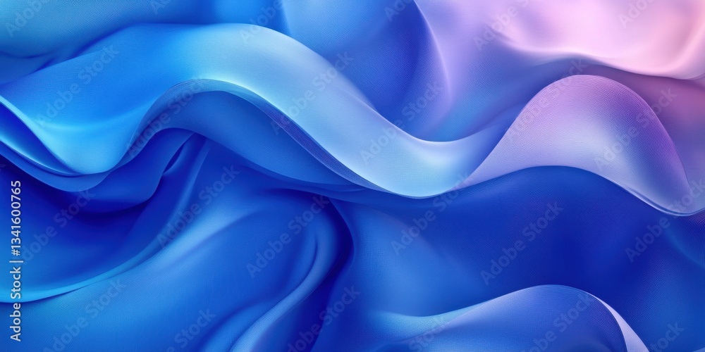 Obraz premium Fluid Elegance: An abstract composition showcasing flowing forms and dynamic movement, featuring gradients of blue and subtle hints of pink.