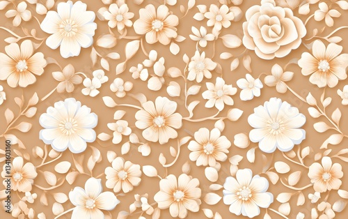 Obraz na płótnie Delicate lace-inspired floral motifs in soft vintage tones, creating an elegant and timeless pattern w salonie