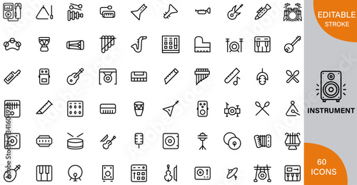 Instrument icon pack | Detailed Outline | Editable Stoke 60 icon | Victor illustrator.