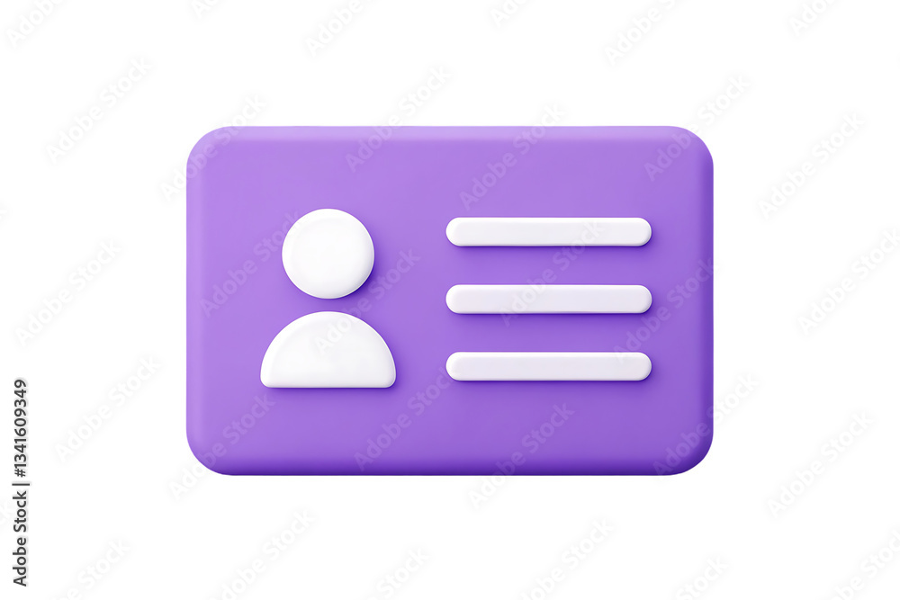 3D render of a purple ID card icon.