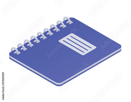 3d notebook. Vector isometric illustration isolated on white background.
