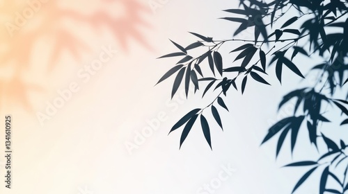 Wallpaper Mural Shadowy Bamboo Leaves Against A Soft Background Torontodigital.ca