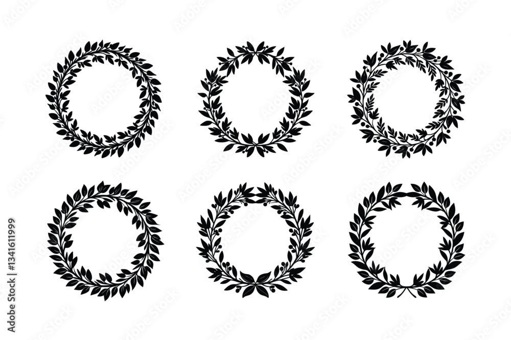 Botanical wreath ornament vector illustration Botanical wreath ornament vector illustration