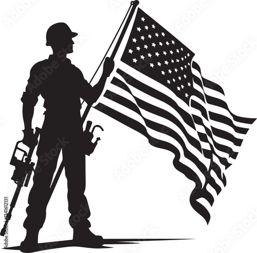 Bold in black Labor Silhouette vector for Labor Day.