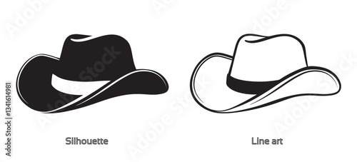 Cowboy Hat icon Vector illustration. Cowgirl Hat Silhouette. Cowboy Hat line art vector outline drawing Design